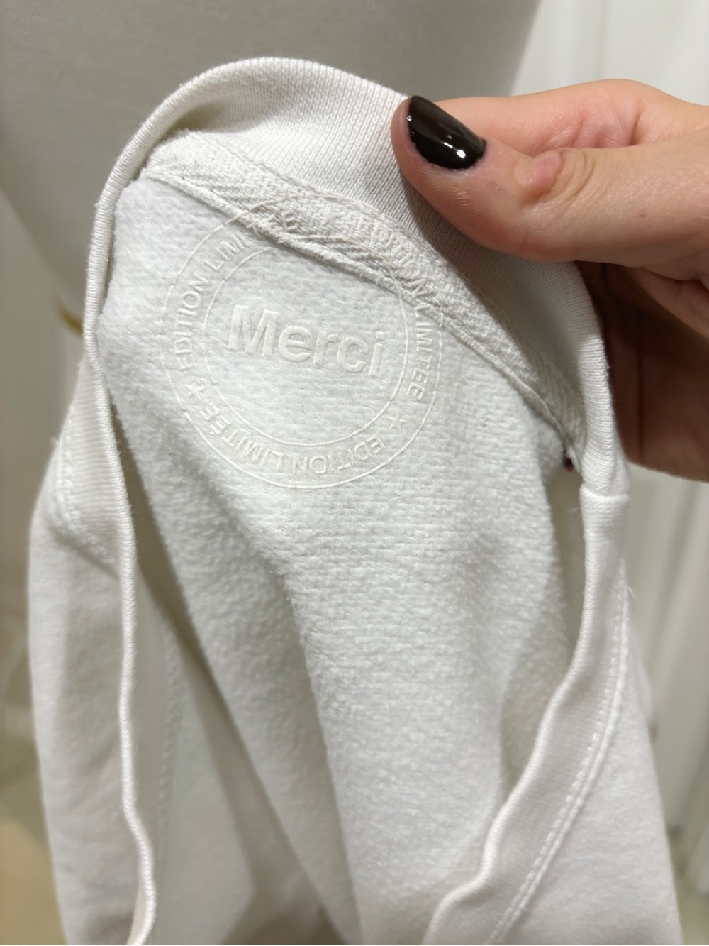 Merci White Limited Edition ‘Merci' Red Letter Graphic Sweatshirt - Picture 6 of 6